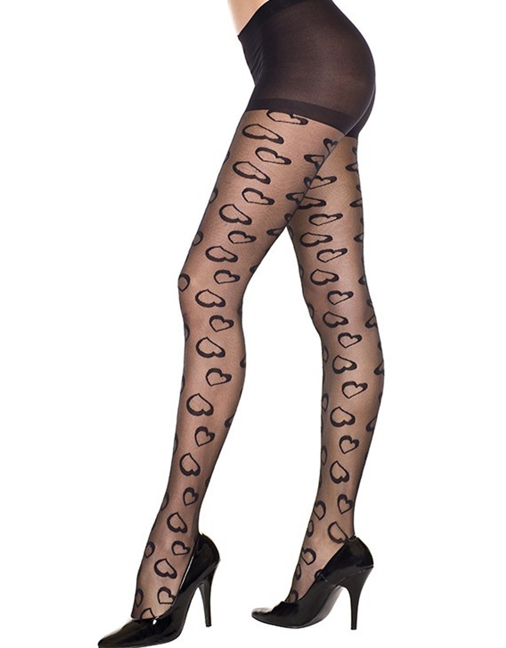 Fancy fashion black tight with small hearts