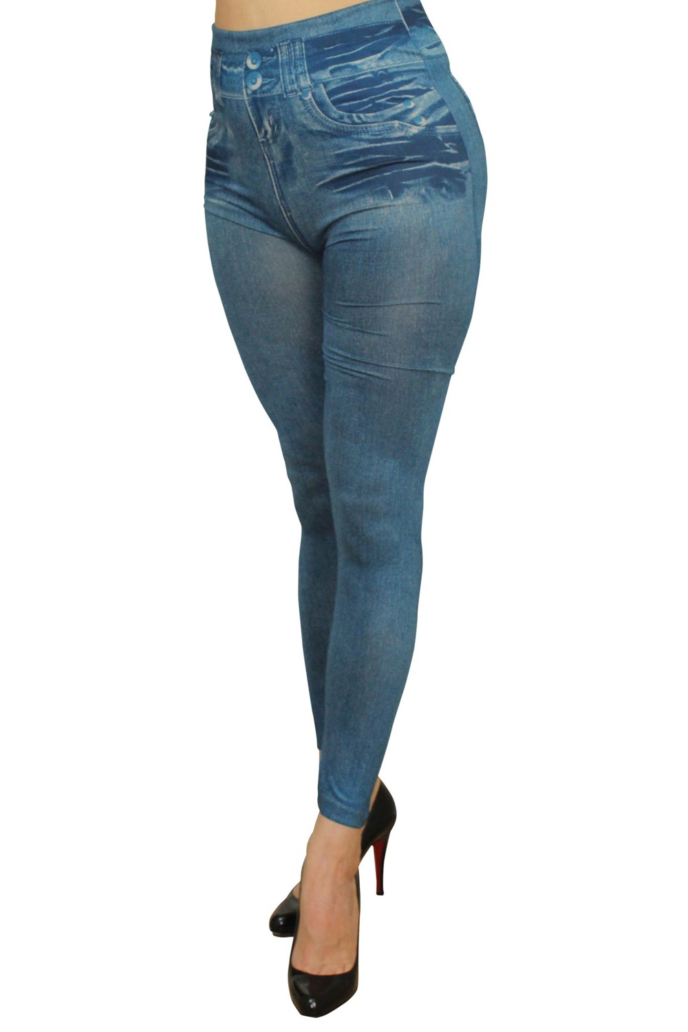 Blue legging used jeans effect