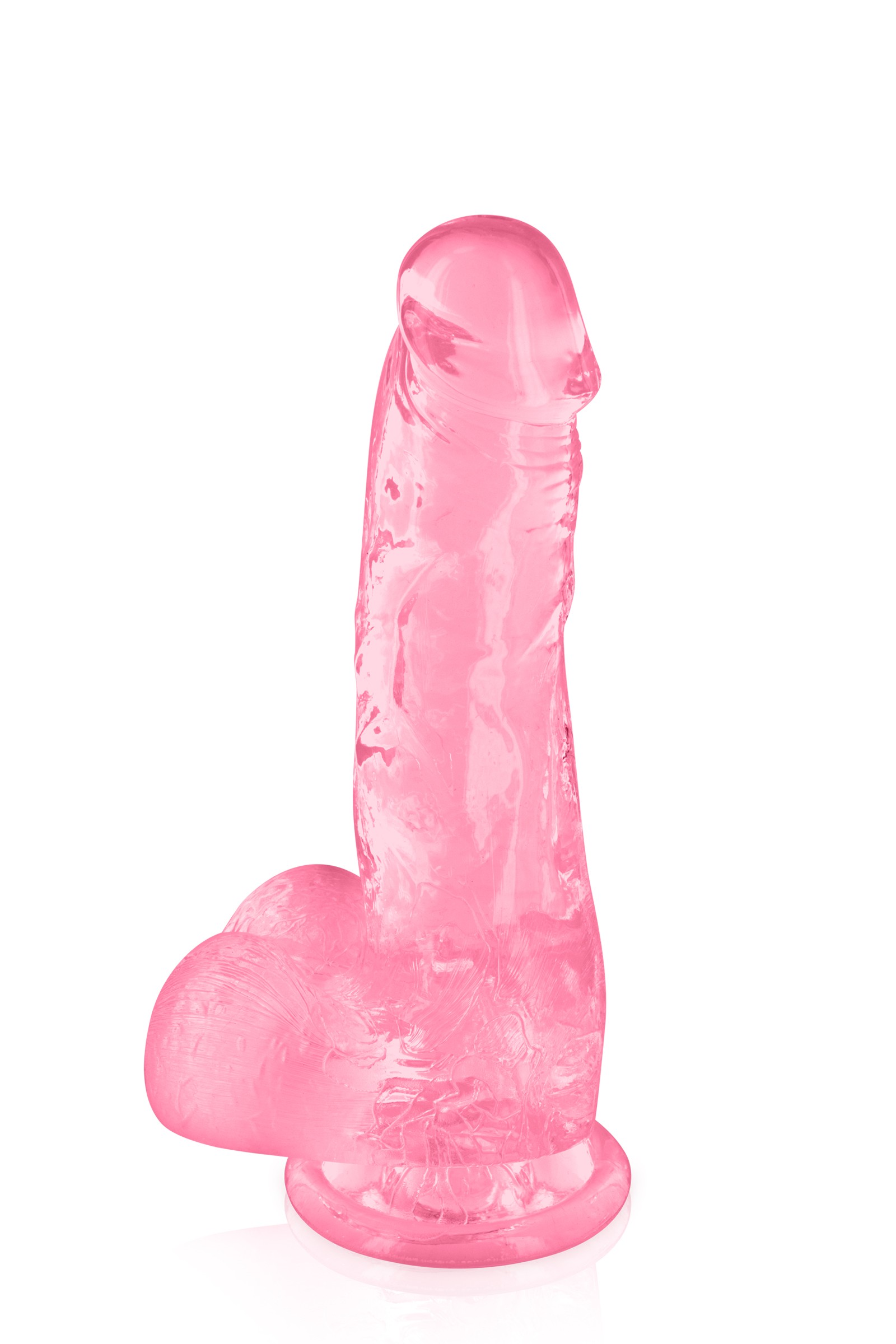 Jelly dildo pink sugekop størrelse M 17,5 cm