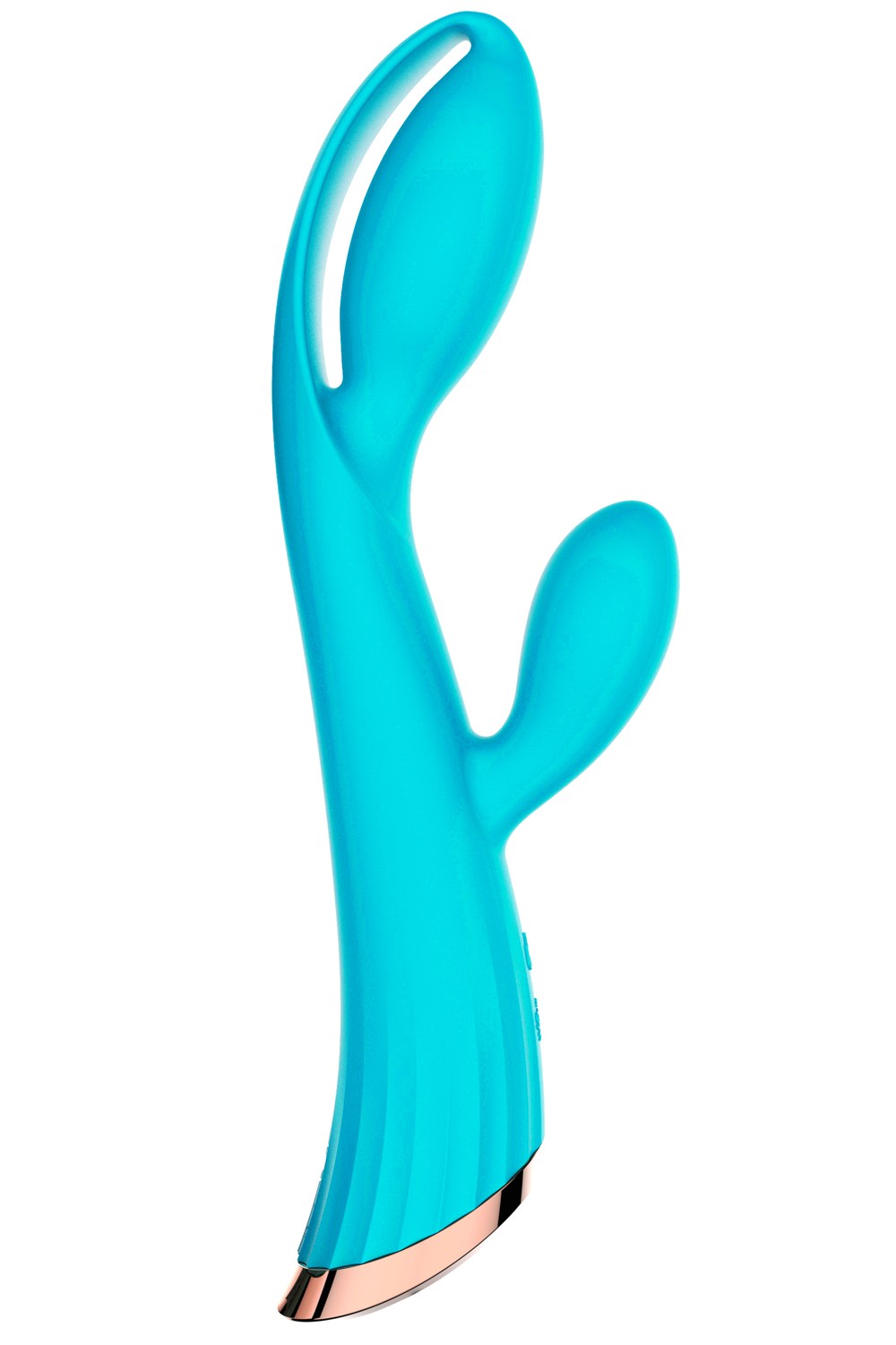 Blue vibrator with LRIS USB clitoral stimulator