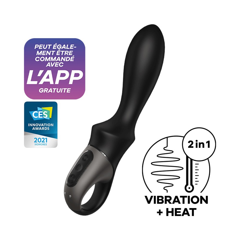Black USB vibrator, heated and connected Heat Climax Satisfyer
