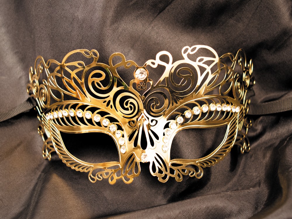 Maschera veneziana Giulia oro rigido con strass