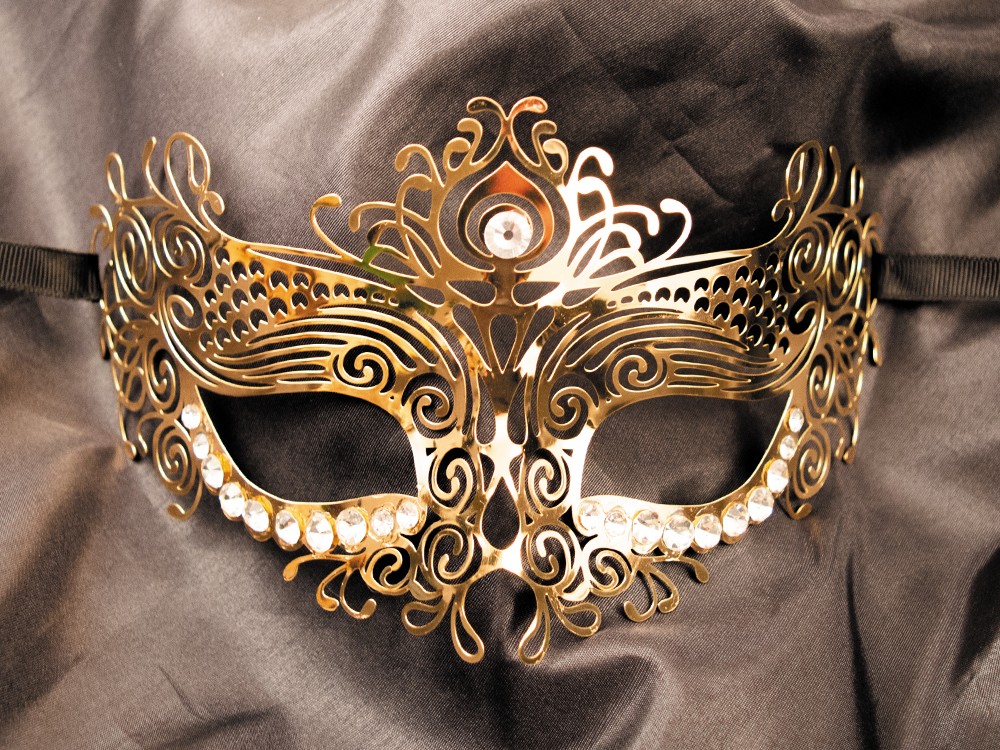 Ornella oro rigida maschera veneziana con strass