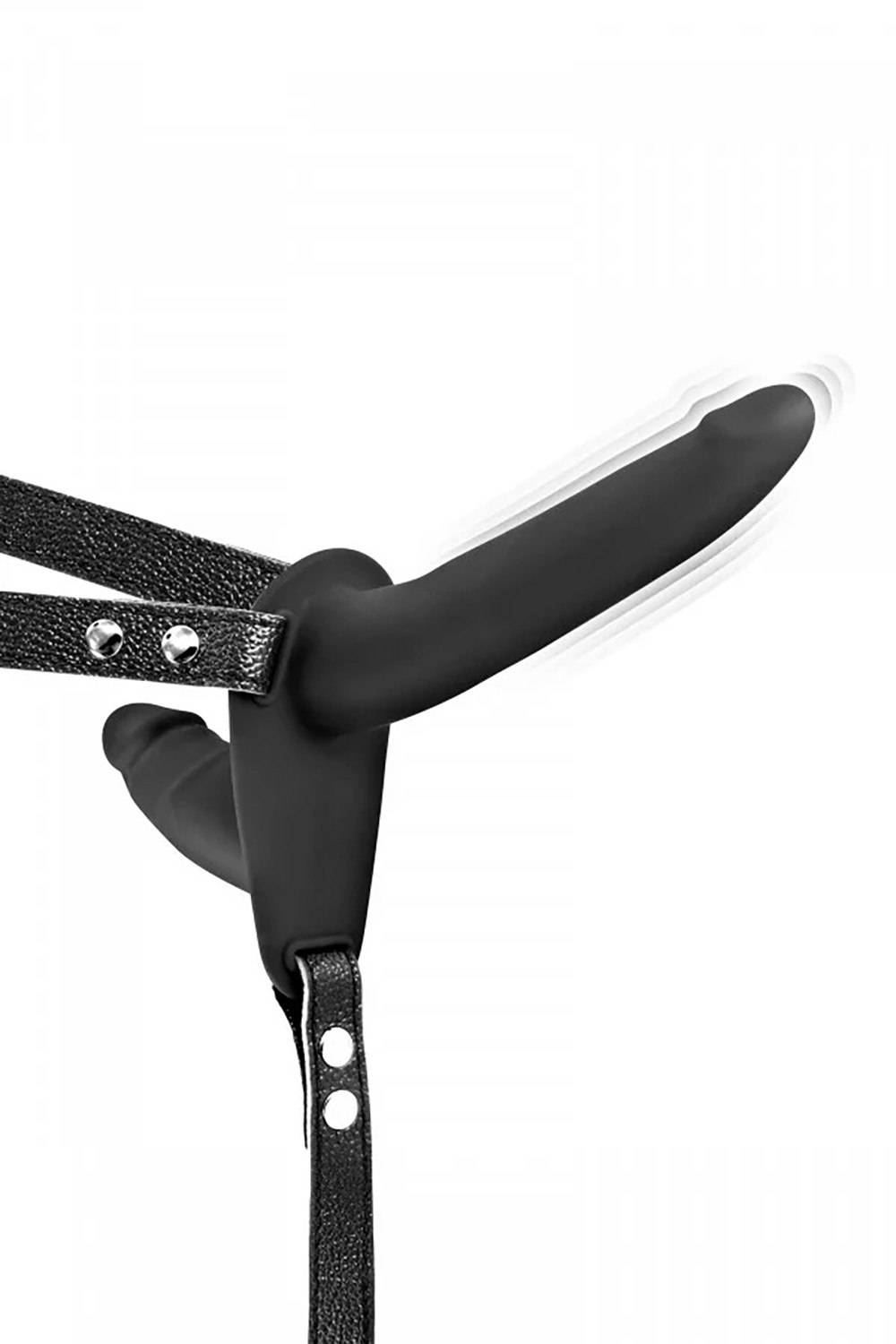 Dubbele dildo trillen riem zwart USB