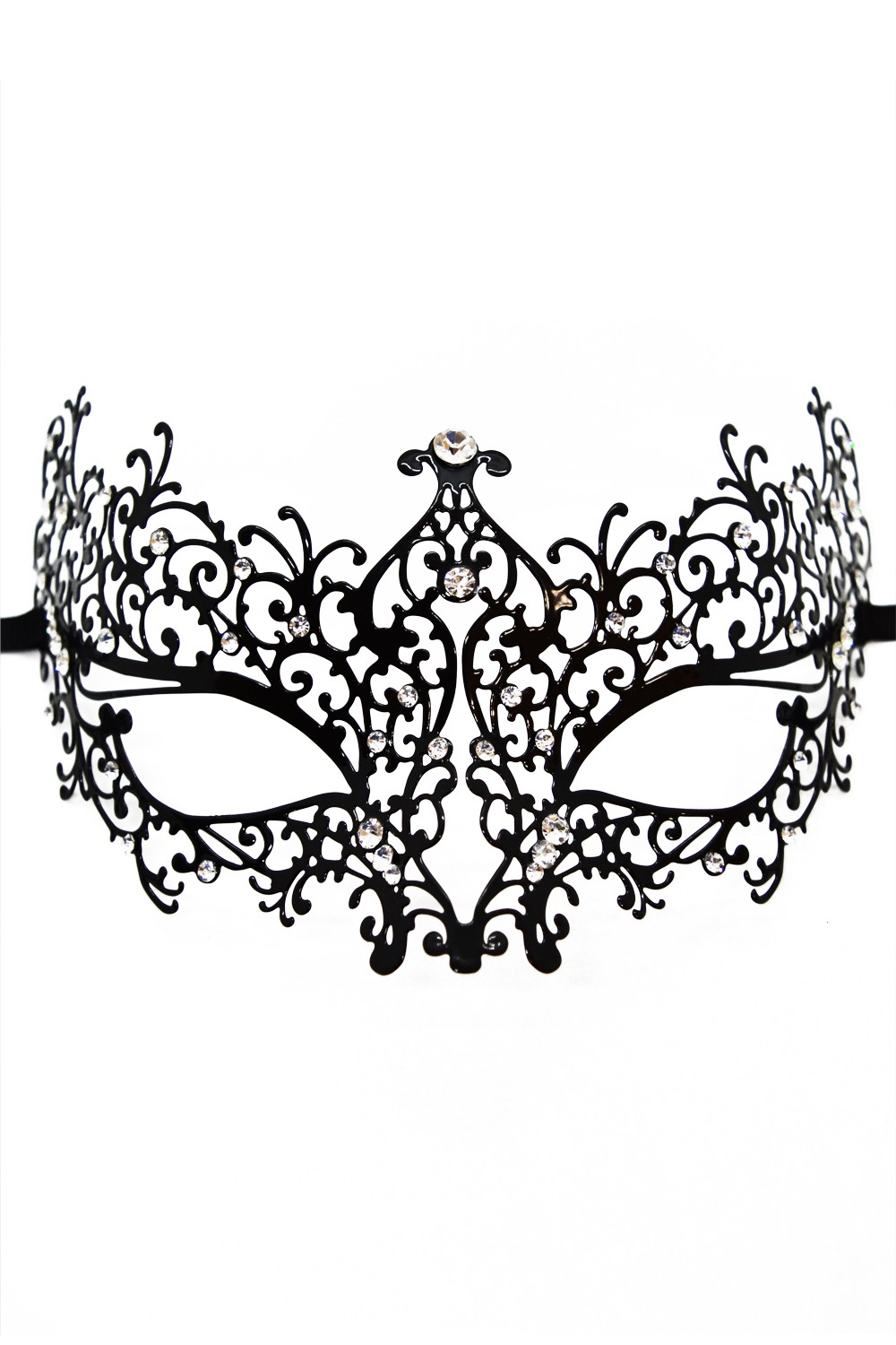 Venetian mask Chiara rigid black with rhinestones