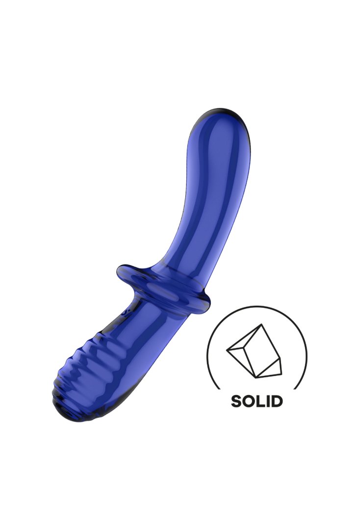 Massief blauw borosilicaat glas canvas Double Crystal Satisfyer