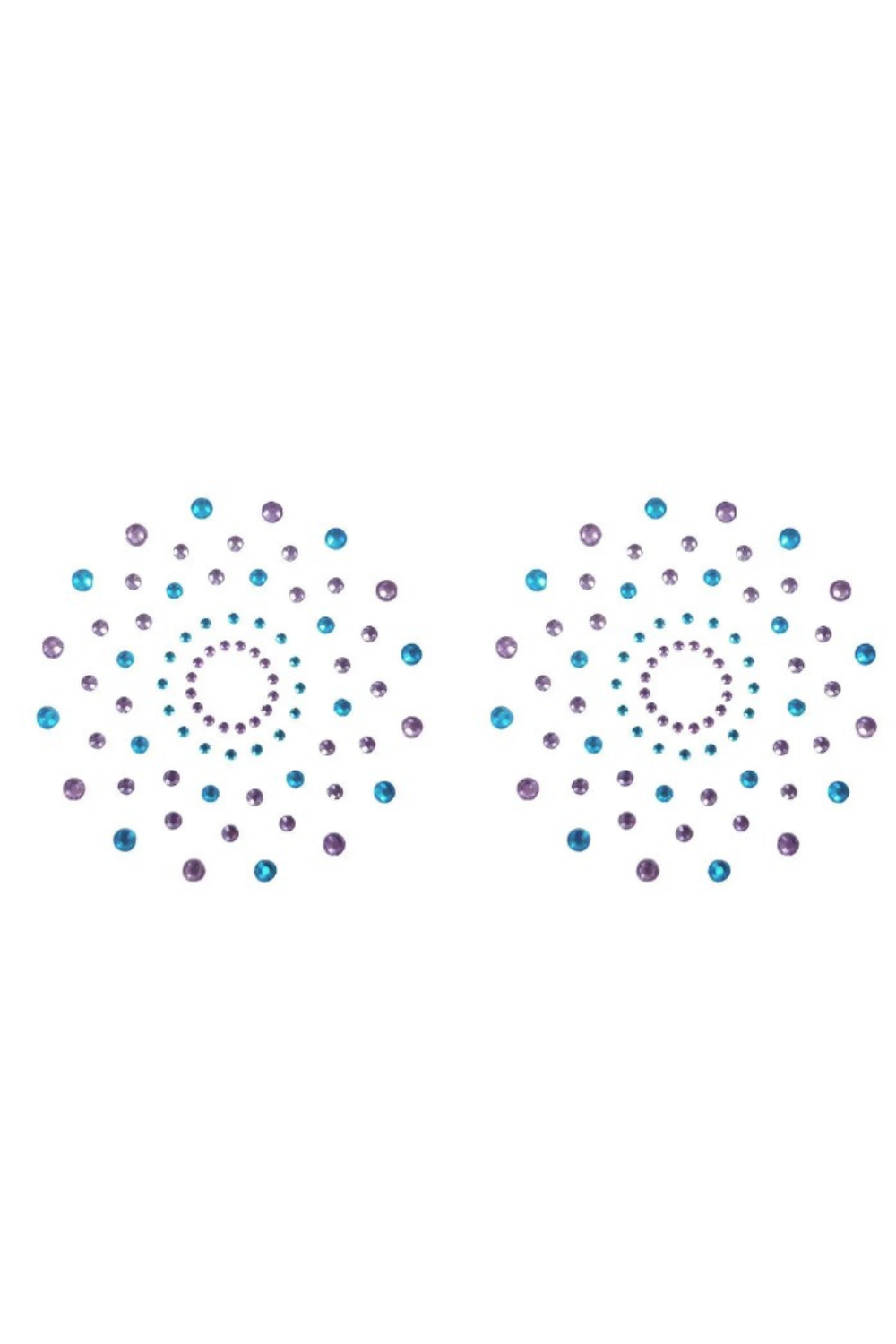 Paire de cache tétons adhésifs strass bleu et violet