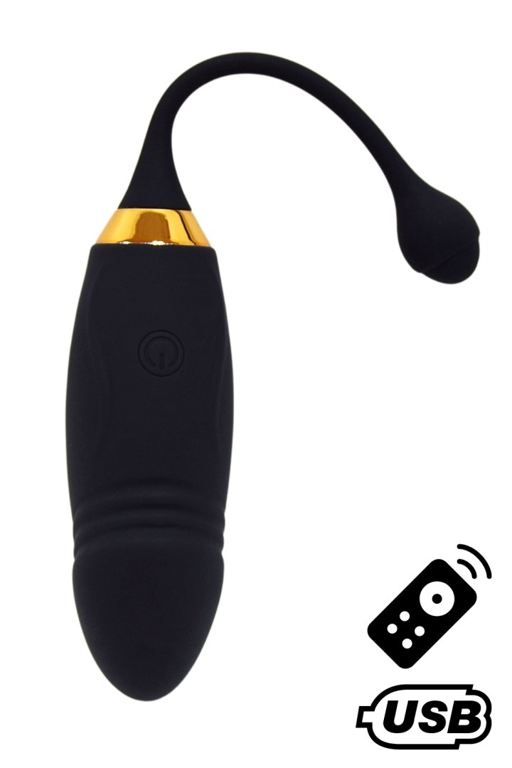 HAPPY, Un Œuf vibrant long USB avec télécommande, dans un silicone médical doux et lisse