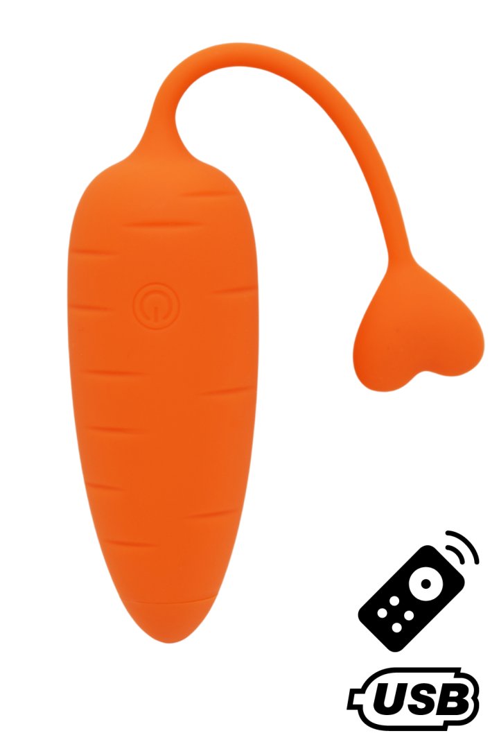 CARROT, Un Œuf vibrant avec télécommande, couleur et forme "Carotte" en silicone médical