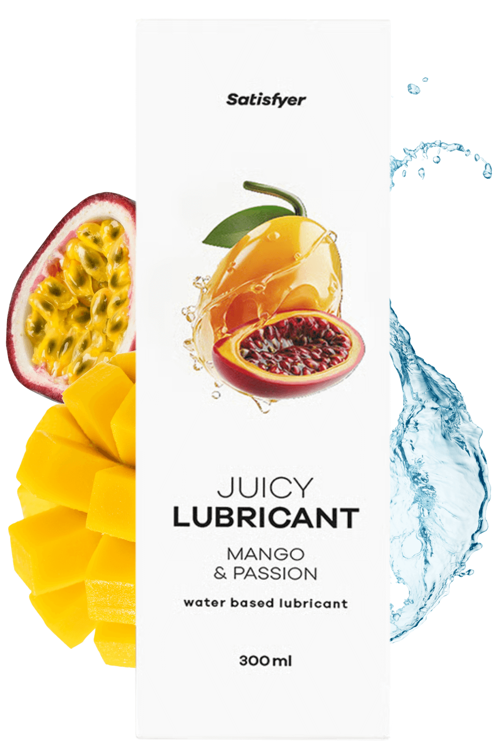 Vandbaseret smøremiddel Mango og Passion 300 ml tilfredsstillende