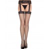 Grossiste lingerie sexy Collant noir résille effet bas porte-jarretelles