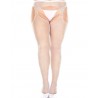Grossiste lingerie Collant résille blanc grande taille effet porte-jarretelles