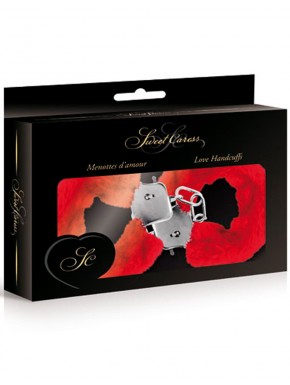 Menottes fourrure rouges de poignets avec sécurité - CC5140030030