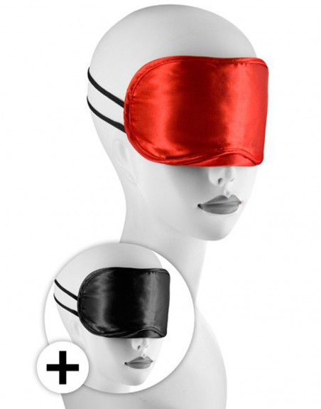 Fournisseur érotique Large masque satin lot de 2 rouge et noir