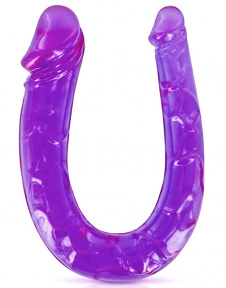 Grossiste sextoys Glamy Double dong gode fléxible violet 29.5cm
