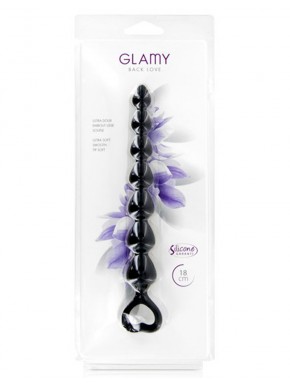 Grossiste Glamy sextoys Chapelet plug anal noir 18cm