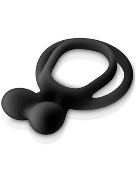 Grossiste dropshipping sextoys Double cockring noir avec stimulateur de clitoris