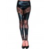 Grossiste dropshipping Legging noir wetlook avec bandes de dentelle florale