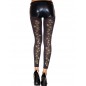 Legging fin noir opaque avec fleurs dorées sur l'arrière - MH35821BLK Legging fin noir opaque avec fleurs dorées sur l'arrière - MH35821BLK