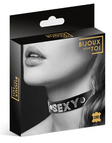 Grossiste dropshipping Bijoux Pour Toi Collier en cuir noir SM avec Sexy en strass