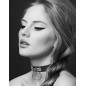 Collier en cuir noir SM avec anneau métal argenté pour laisse - CC6060010010