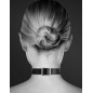 Collier en cuir noir SM avec anneau métal argenté pour laisse - CC6060010010