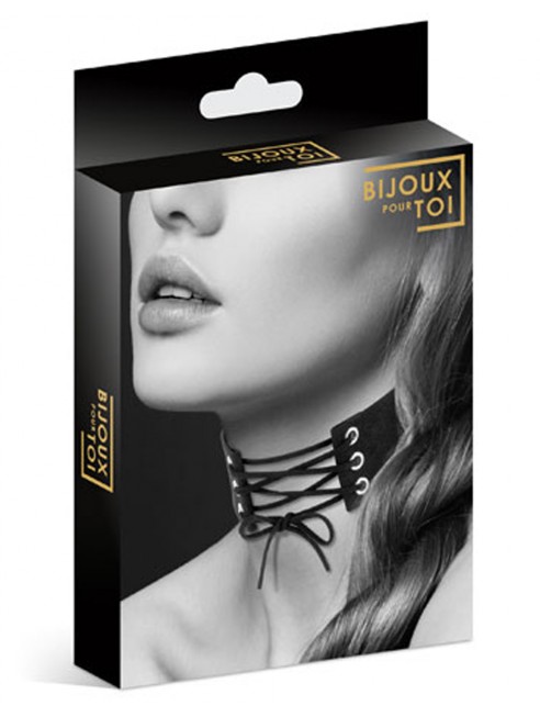 Fournisseur dropshipping Bijoux Pour Toi Collier en cuir noir SM avec lacet