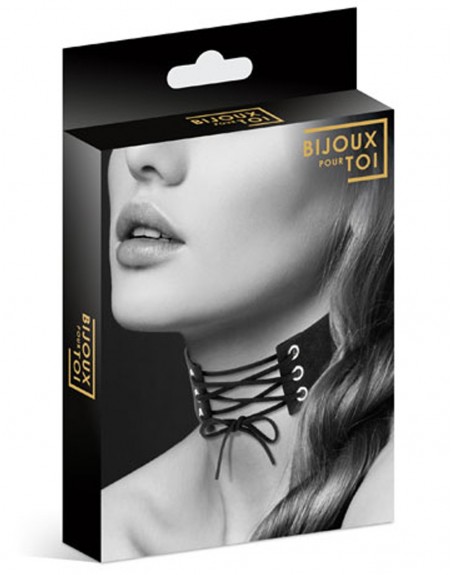 Fournisseur dropshipping Bijoux Pour Toi Collier en cuir noir SM avec lacet