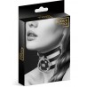 Fournisseur Bijoux Pour Toi fropshipping Collier en cuir noir SM triple lanière avec anneau métal argenté