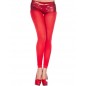 Legging fin voile rouge avec dentelle chevilles - MH7479RED