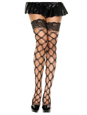 Fournisseur Music Legs Bas noirs autofixants filet losange