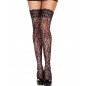 Bas noirs résille florale jarretières dentelle - MH4545BLK Bas noirs résille florale jarretières dentelle - MH4545BLK