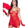 Fournisseur Music Legs Nuisette rouge dentelle florale transparente et string