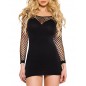 Robe sexy noire haut et manches longues résille - ML6181BLK Robe sexy noire haut et manches longues résille - ML6181BLK