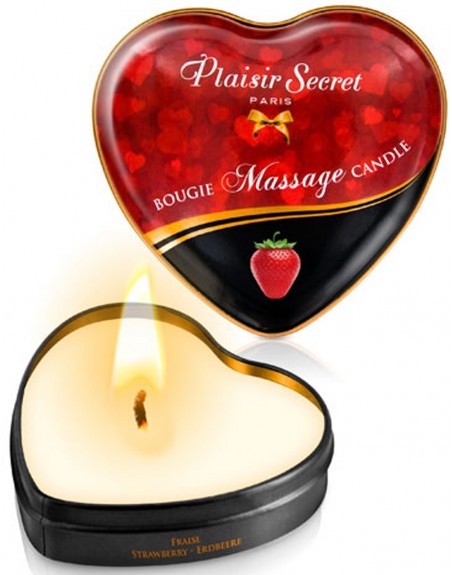 Fournisseur Plaisirs Secrets Mini bougie de massage fraise boîte coeur 35ml