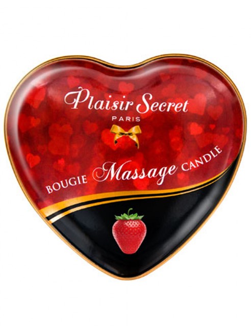 Fournisseur Plaisirs Secrets Mini bougie de massage fraise boîte coeur 35ml