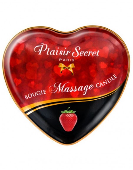 Fournisseur Plaisirs Secrets Mini bougie de massage fraise boîte coeur 35ml