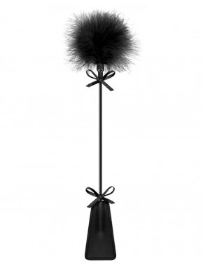 Grossiste Sweet Caress Cravache noire bdsm avec plumeau