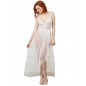 Body string blanc échancré dentelle avec jupe de maille transparente amovible - DG10996WHT Body string blanc échancré dentelle avec jupe de maille transparente amovible - DG10996WHT