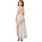 Body string blanc échancré dentelle avec jupe de maille transparente amovible - DG10996WHT Body string blanc échancré dentelle avec jupe de maille transparente amovible - DG10996WHT