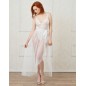Body string blanc échancré dentelle avec jupe de maille transparente amovible - DG10996WHT Body string blanc échancré dentelle avec jupe de maille transparente amovible - DG10996WHT