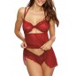 Nuisette sexy bordeaux effet soutien-gorge et jupe volante avec tanga - DG11032GAR Nuisette sexy bordeaux effet soutien-gorge et jupe volante avec tanga - DG11032GAR