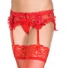 Grossiste lingerie Porte-jarretelles rouge maille et dentelle avec petits coeurs