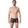 Grossiste lingerie homme Boxer noir en fine dentelle avec légère transparence