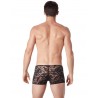 Grossiste lingerie homme Boxer noir en fine dentelle avec légère transparence