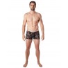 Grossiste lingerie homme Boxer noir en fine dentelle avec légère transparence