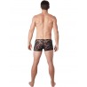 Grossiste lingerie homme Boxer noir en fine dentelle avec légère transparence
