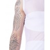 Fournisseur lingerie LookMe homme T-shirt débardeur blanc col rond opaque et transparent avec fines rayures