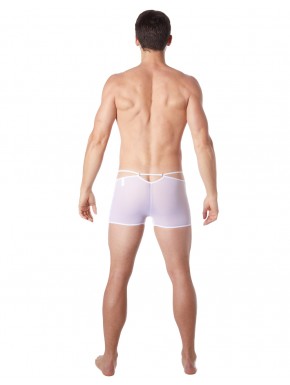 Fournisseur lingerie LookMe Boxer blanc suspendu fine maille transparente et ornements