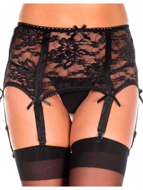 Grossiste dropshipping Porte-jarretelles noir sexy large dentelle florale